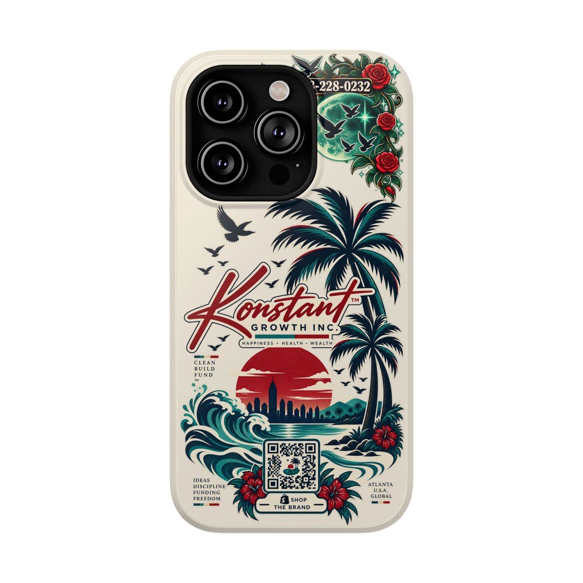 Tropical Palm Phone Case — "Konstant Growth Inc." Impact-Resistant Protective Case Printify