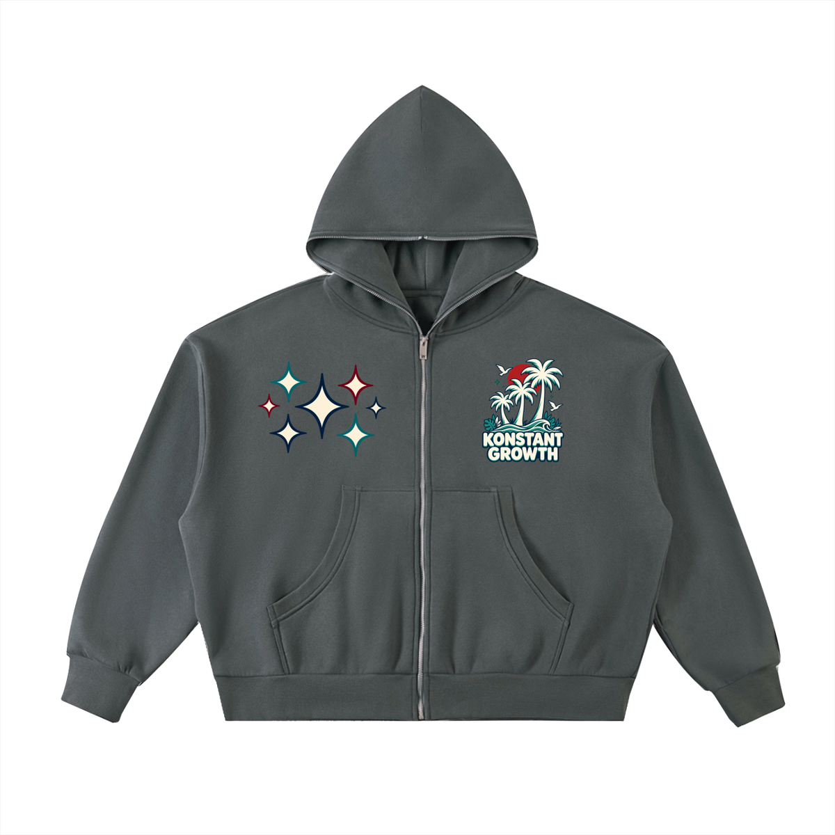 Fleeced Full-Zip Boxy Hoodie ODMPOD