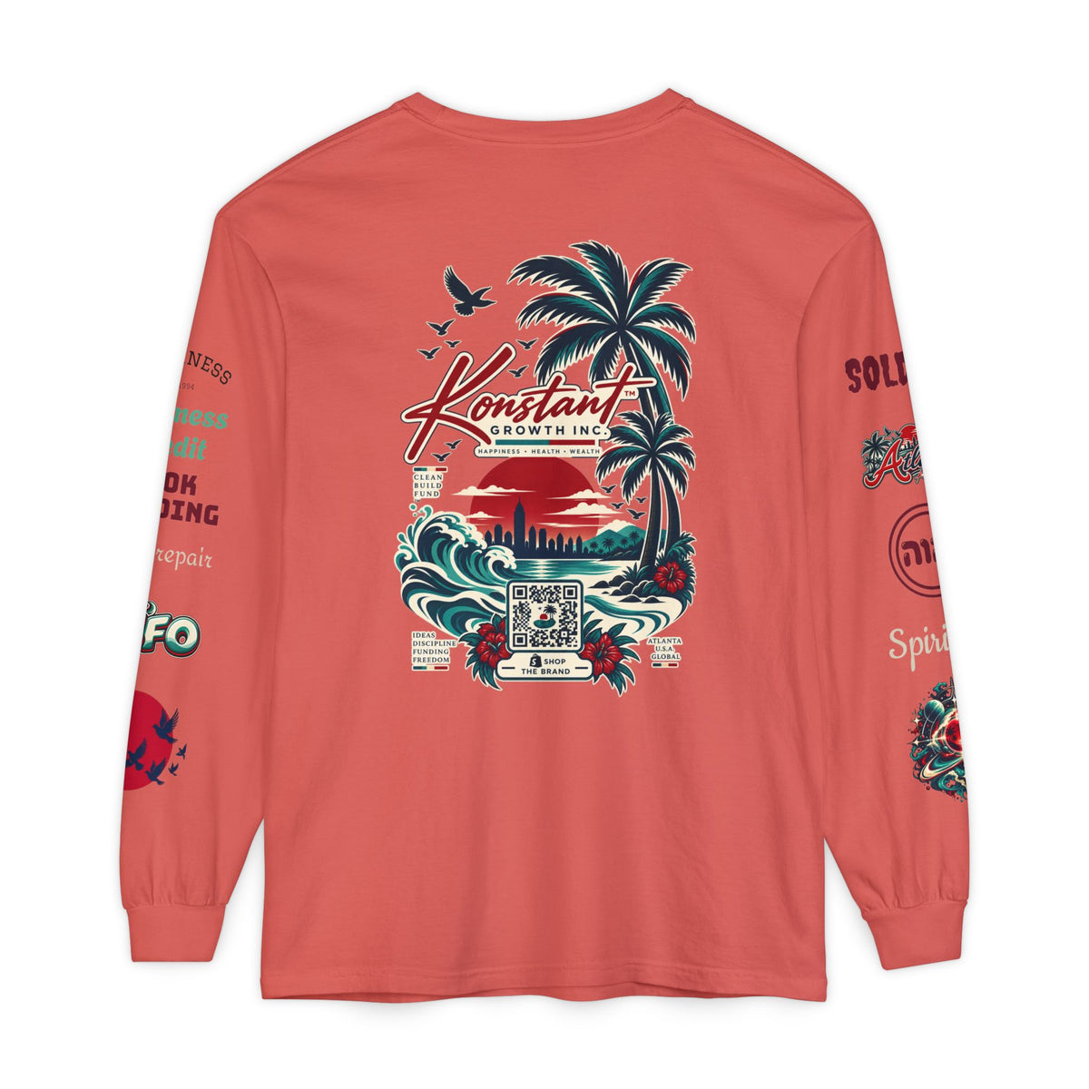 Konstant Growth Long Sleeve T-Shirt — Tropical Palm Surf Graphic Printify