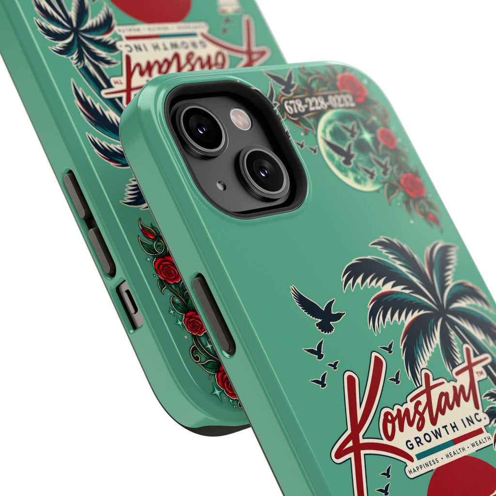 Tropical Palm Impact Phone Case — "Konstant Growth Inc." Retro Sunset Floral Design