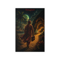 Mystic Hebrew Israelite Traveler poster wall decal | retro city, moonlit beach, cave pathway