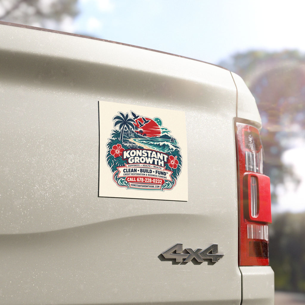 Car Magnet — "Konstant Growth Inc." Tropical Luxury Design (Happiness • Health • Wealth)