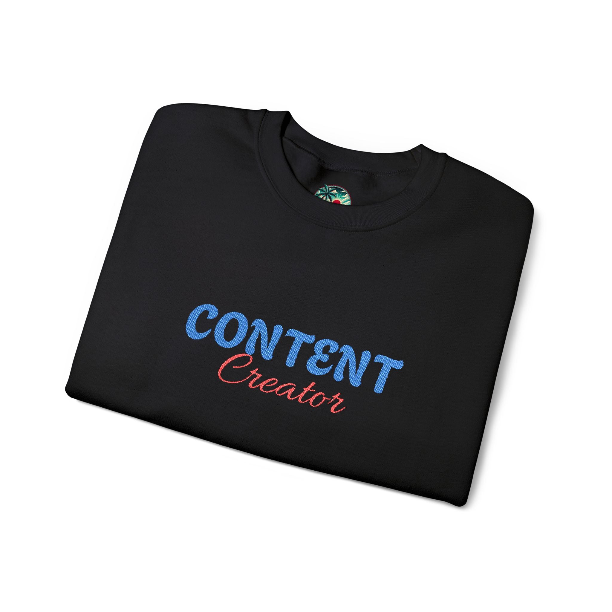 Content Creator Sweatshirt | Embroidered Script Logo, White Crewneck