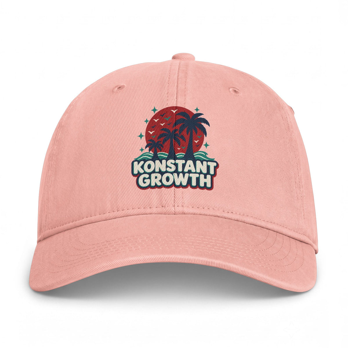 Coastal Washed Cap — 'Konstant Growth' Vintage Palm Beach Hat Printify