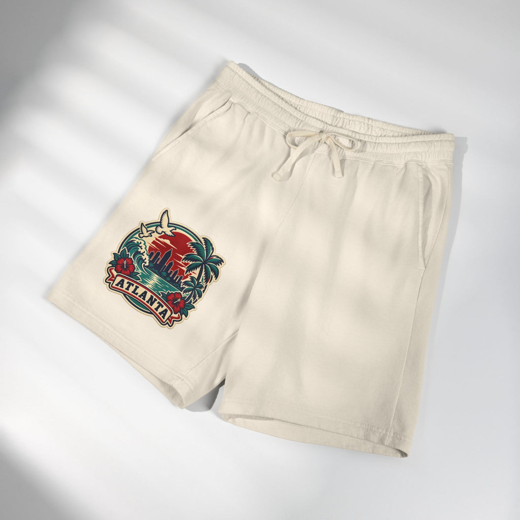 Atlanta Vintage Sunset Sweat Shorts — Garment-Dyed Fleece