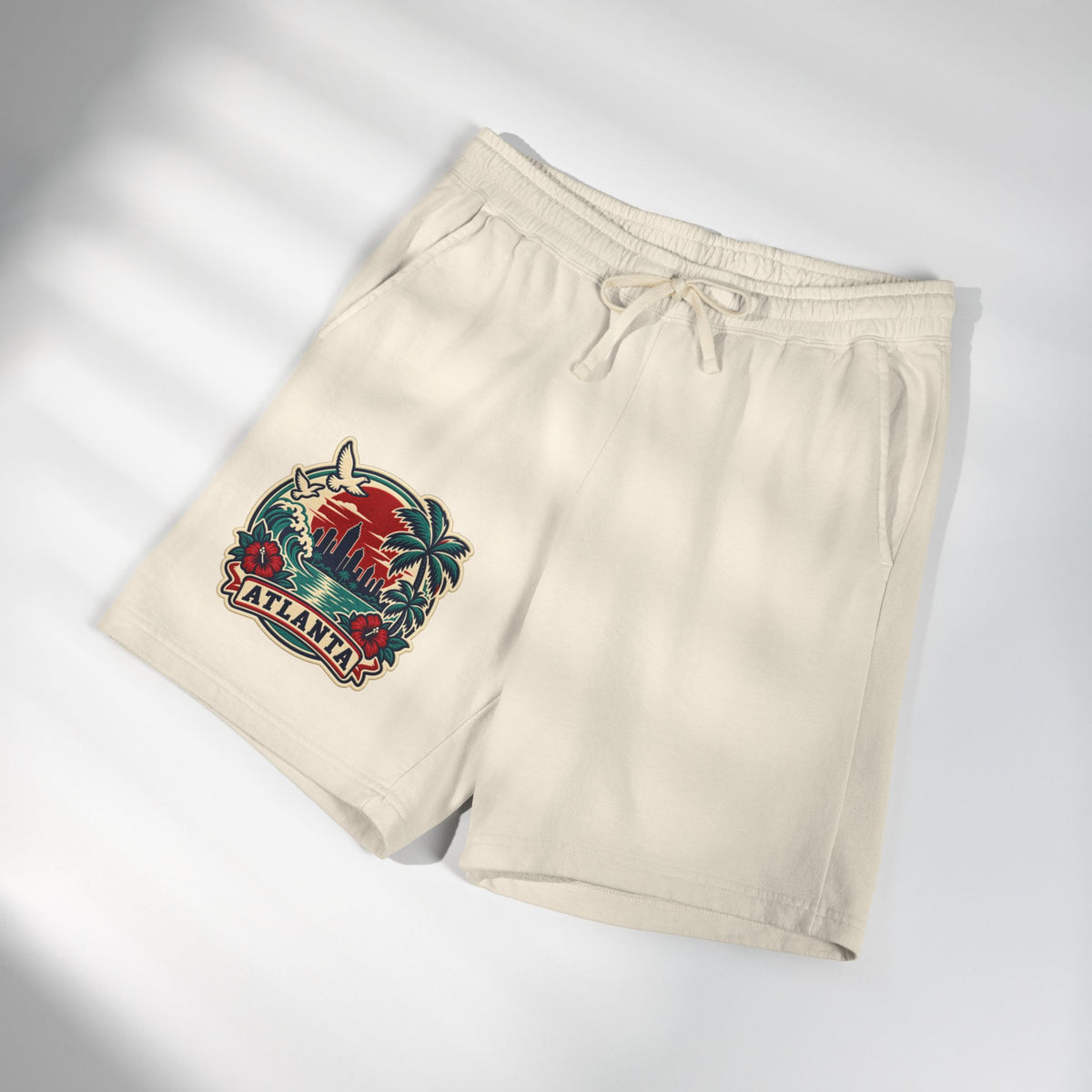 Atlanta Vintage Sunset Sweat Shorts — Garment-Dyed Fleece