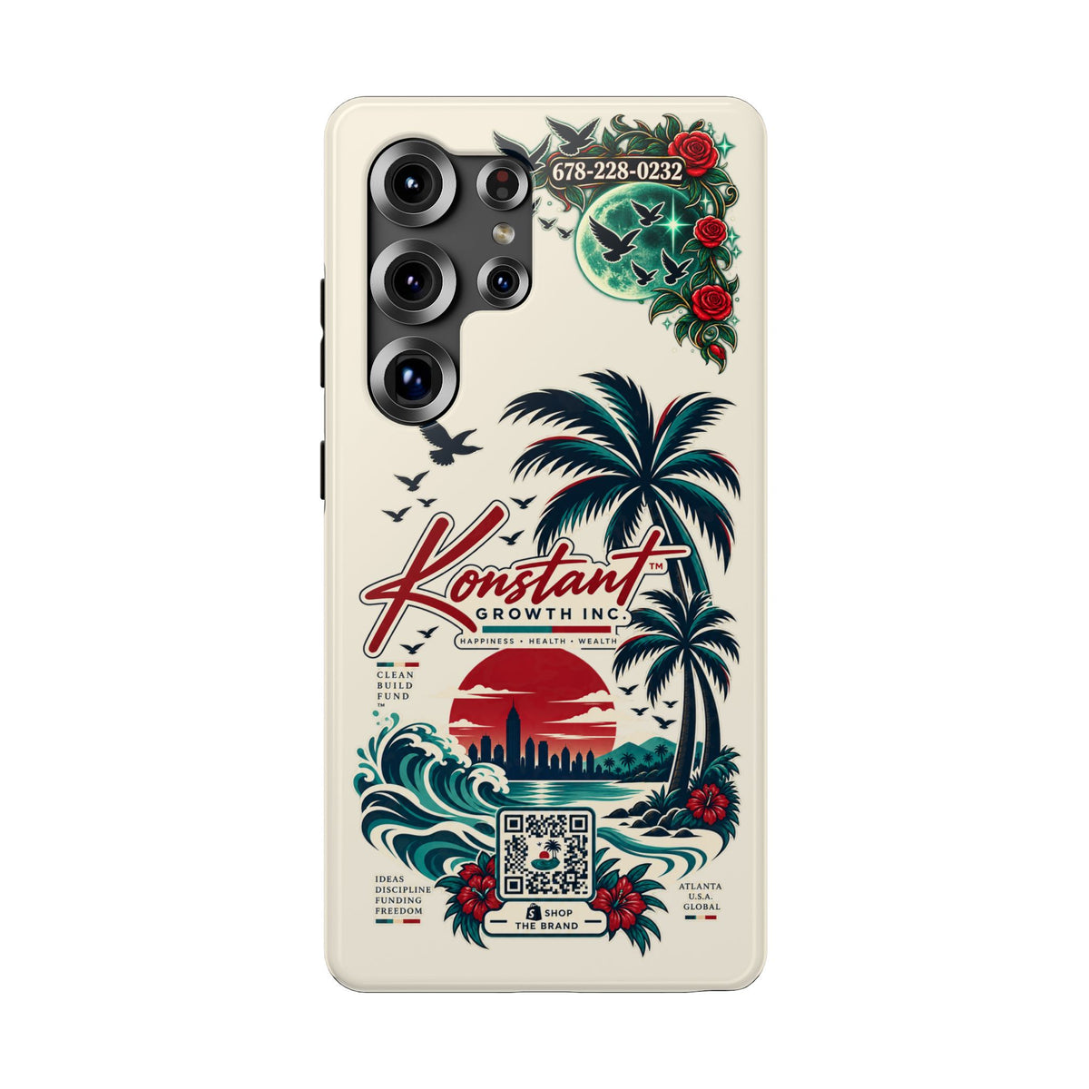 Tropical Palm Phone Case — "Konstant Growth Inc." Impact-Resistant Protective Case Printify