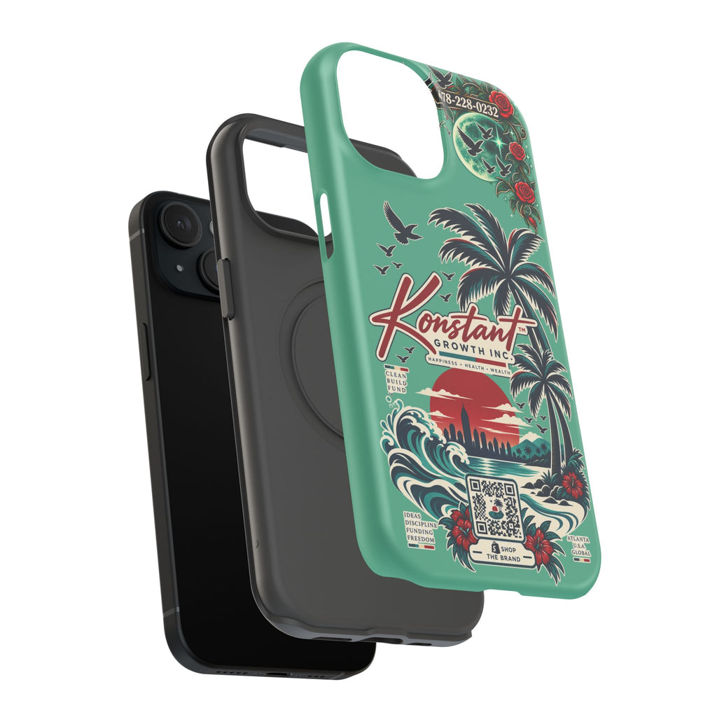 Tropical Palm Impact Phone Case — "Konstant Growth Inc." Retro Sunset Floral Design
