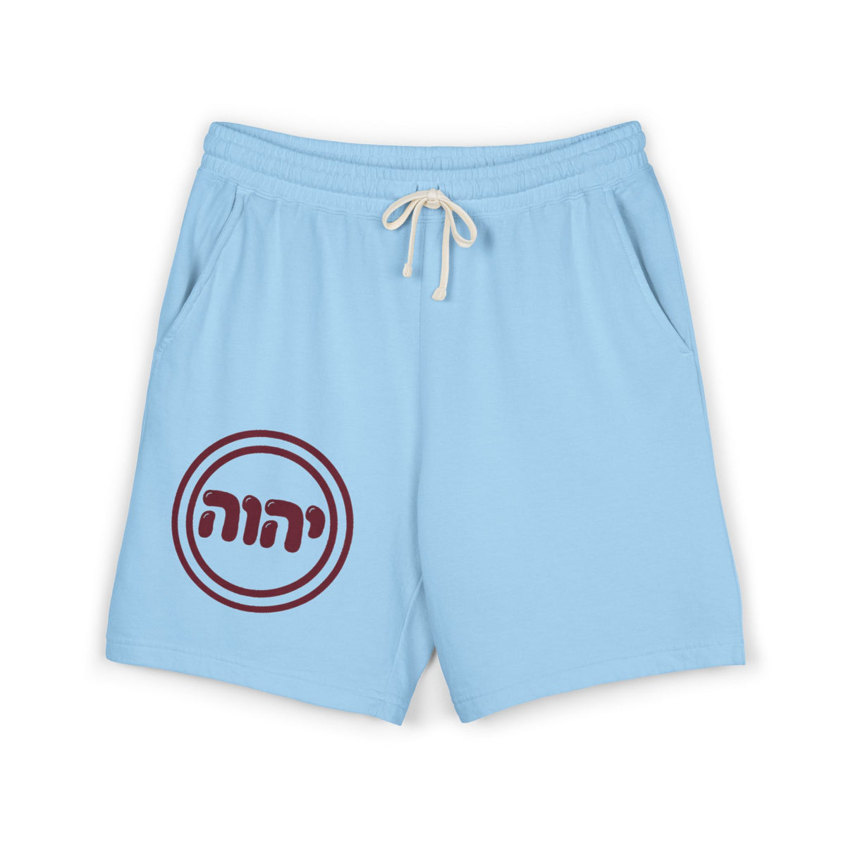 Wealth Health Happiness Sweat Shorts | Hebrew Tetragram Circle Logo