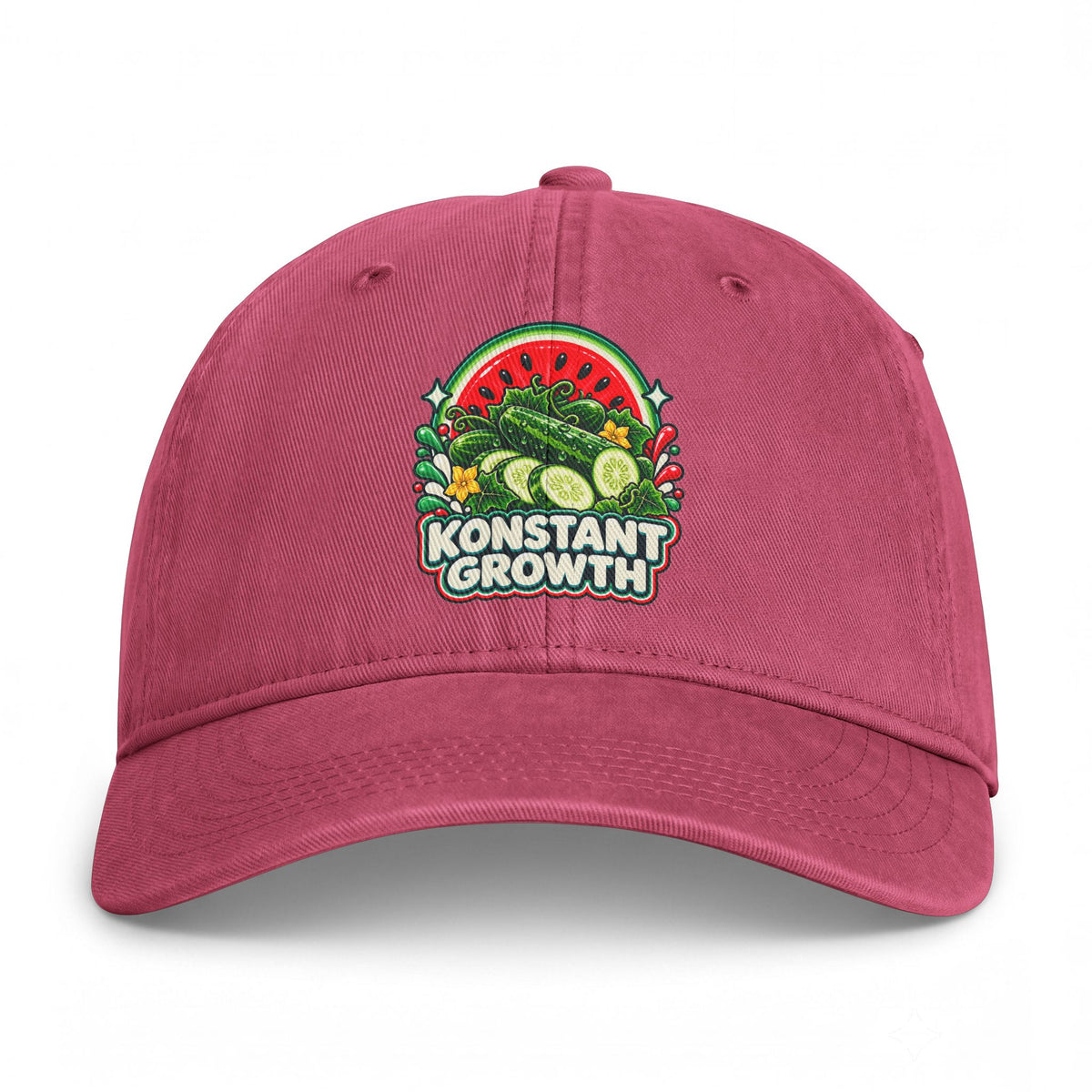 Embroidered 'Konstant Growth' Fruit Patch Cap — Washed Coastal Dad Hat Printify
