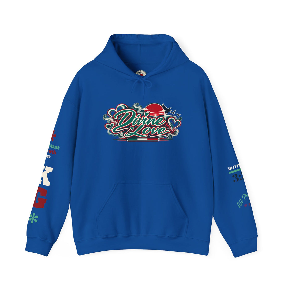 Divine Love Graphic Hoodie — Vintage Bird & Floral Artwork Printify