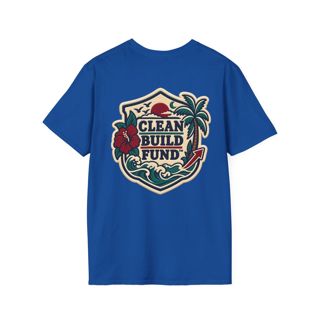Funding Surf Crest T-Shirt — "Clean Build Fund" Retro Beach Graphic Tee