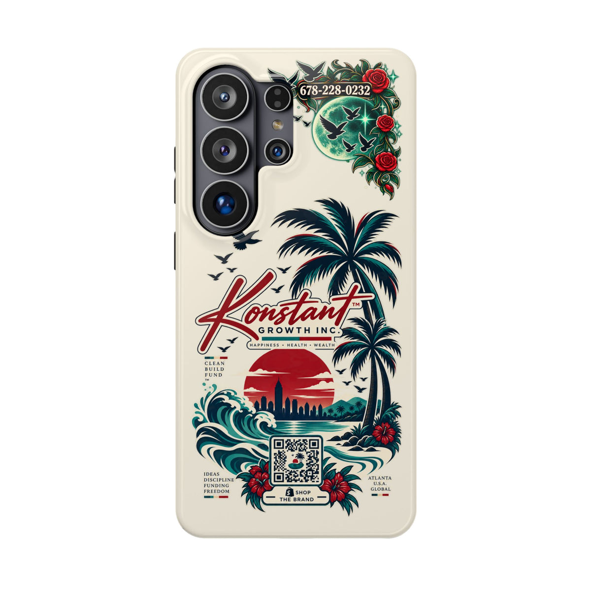 Tropical Palm Phone Case — "Konstant Growth Inc." Impact-Resistant Protective Case Printify