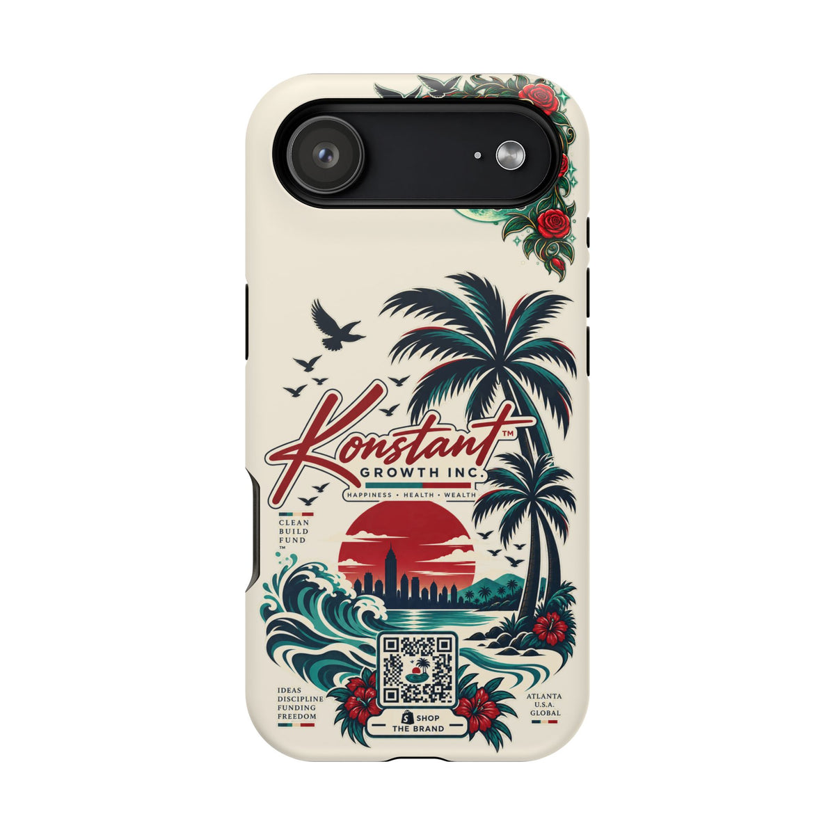 Tropical Palm Phone Case — "Konstant Growth Inc." Impact-Resistant Protective Case Printify