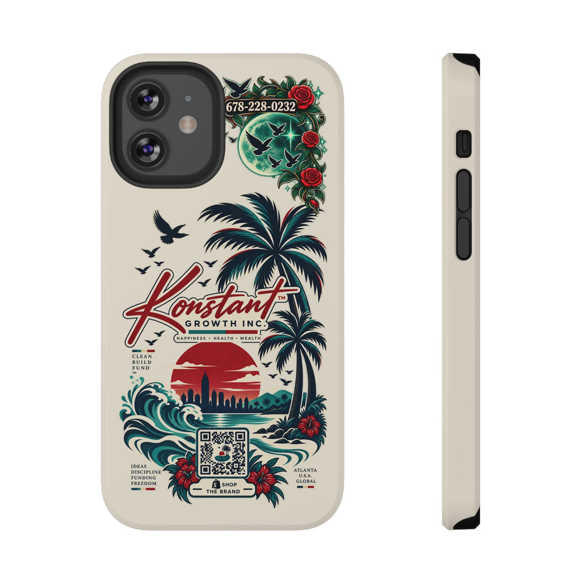 Tropical Palm Phone Case — "Konstant Growth Inc." Impact-Resistant Protective Case Printify