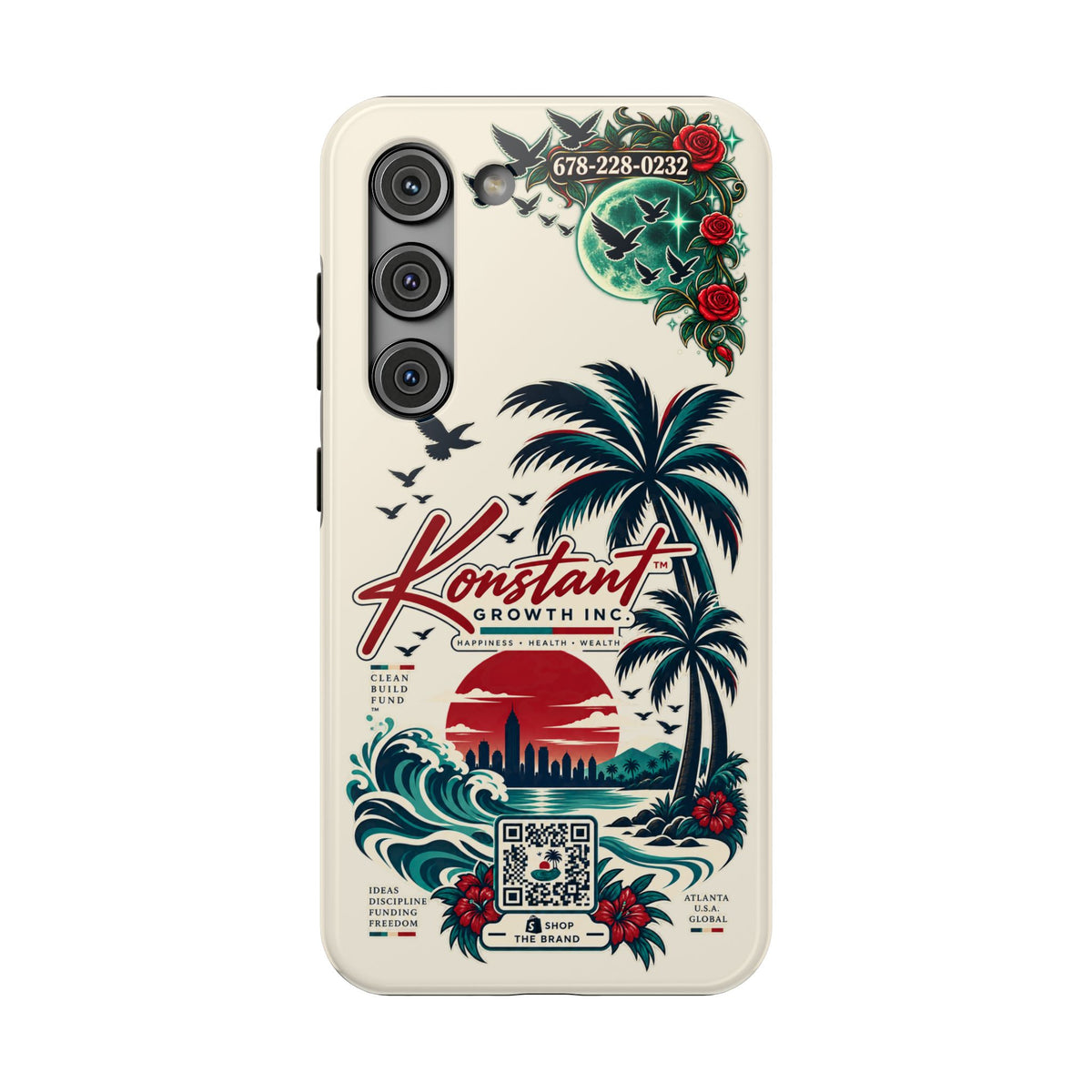 Tropical Palm Phone Case — "Konstant Growth Inc." Impact-Resistant Protective Case Printify