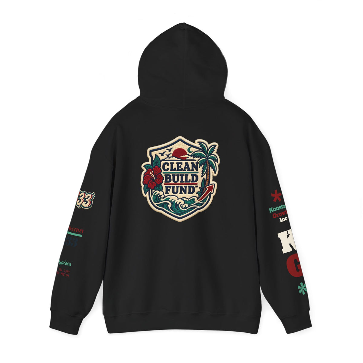 Funding Crewneck Hoodie — "Clean Build Fund" Graphic Pullover