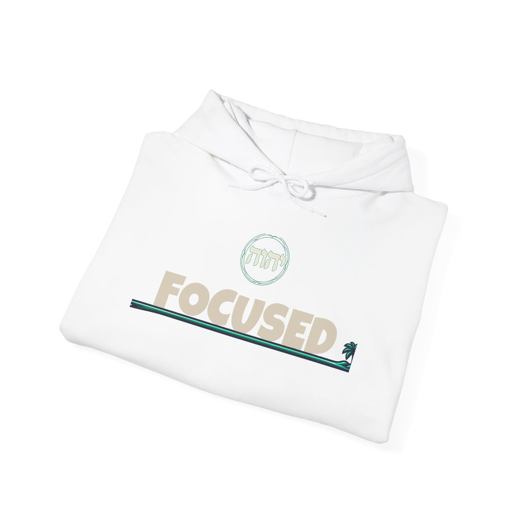 Focused Hoodie — Retro Sunset Palm Beach Graphic Hooded Sweatshirt