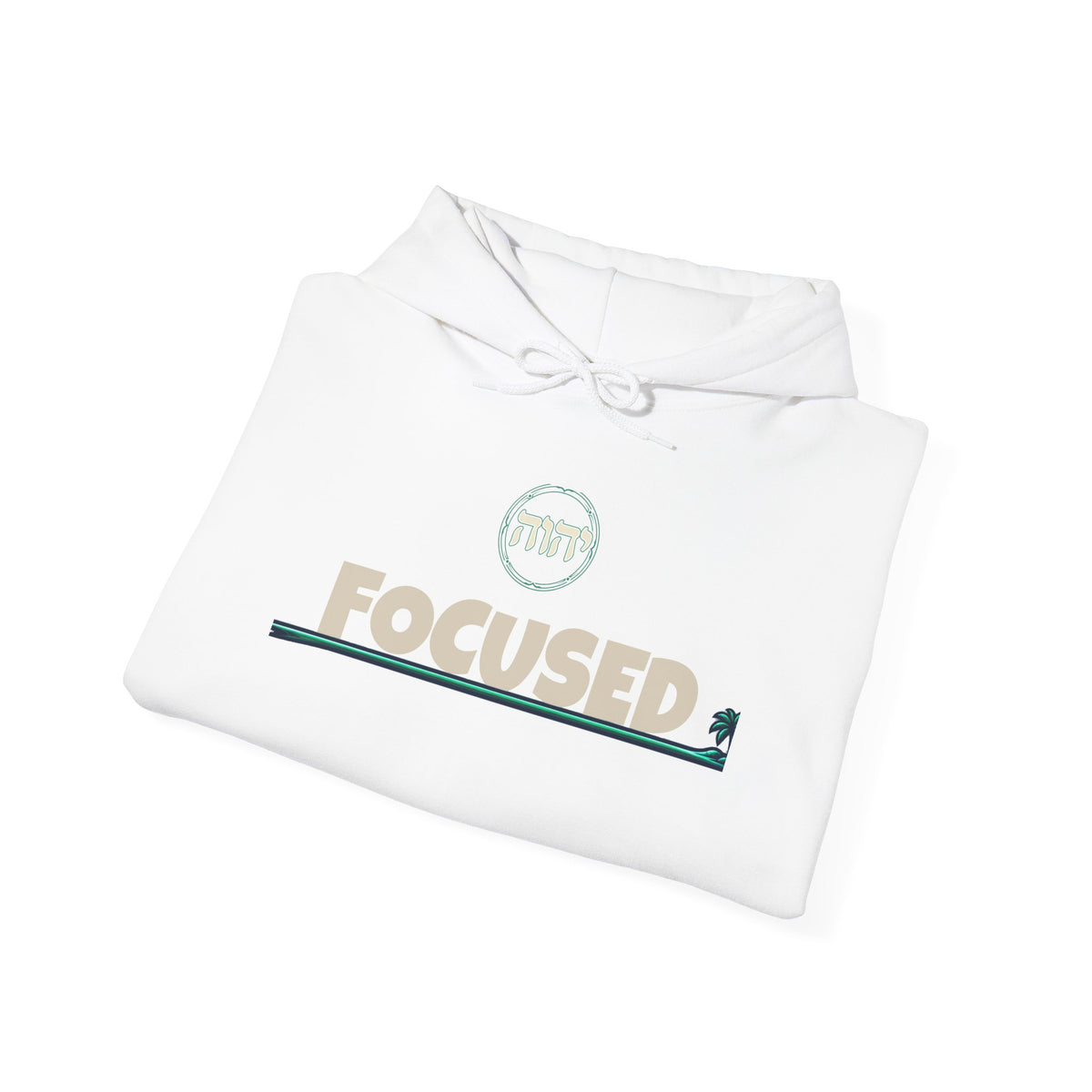 Focused Hoodie — Retro Sunset Palm Beach Graphic Hooded Sweatshirt