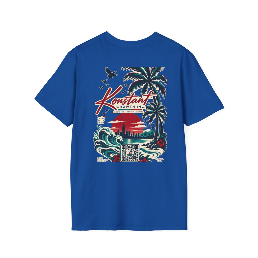 Konstant Growth Beach Graphic T-Shirt — Retro Palm Sunset Surf Design