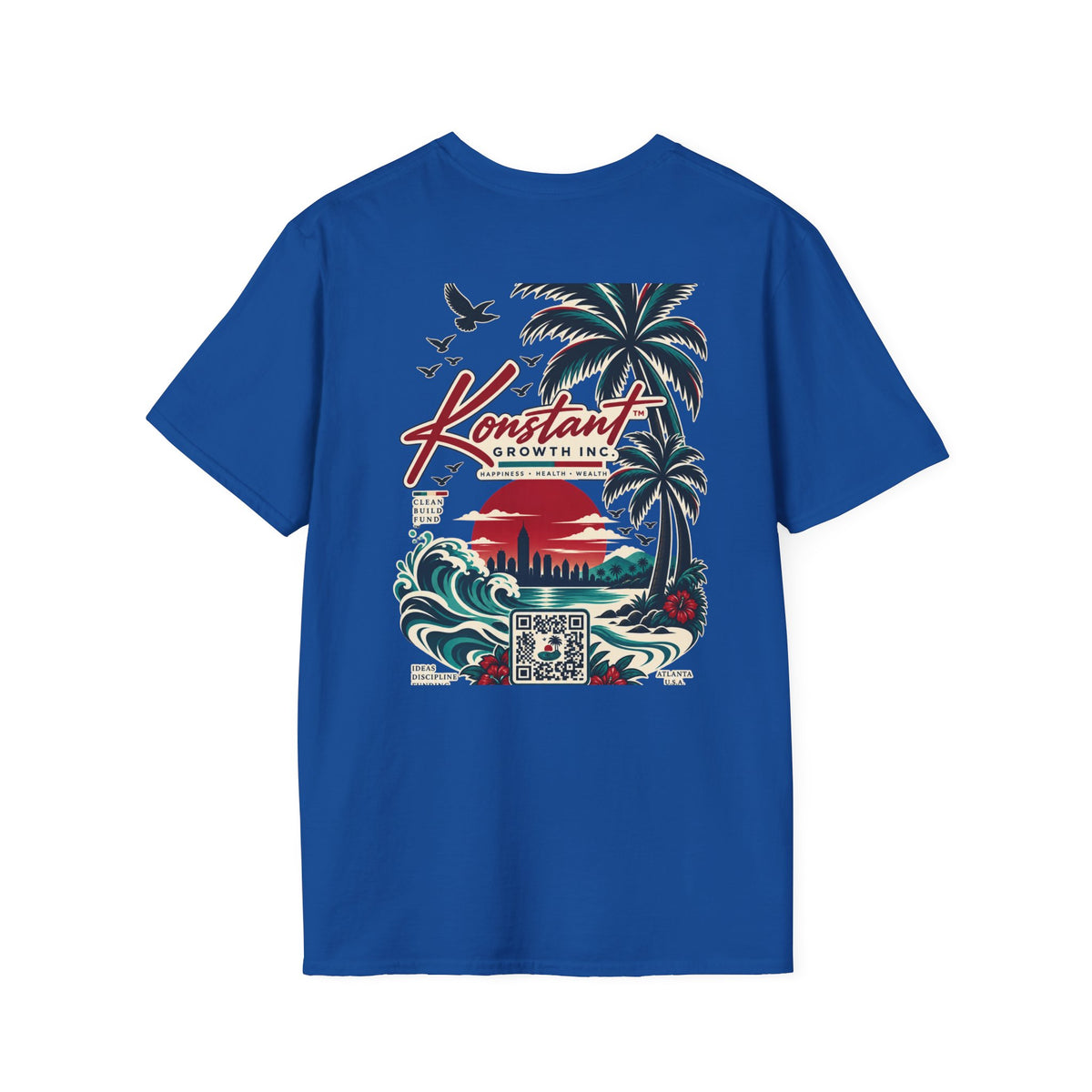 Konstant Growth Beach Graphic T-Shirt — Retro Palm Sunset Surf Design