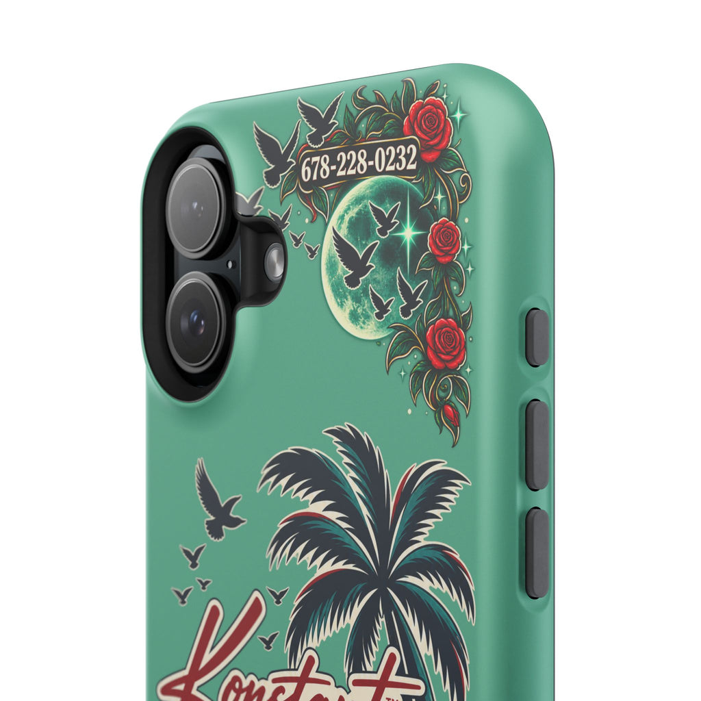 Tropical Palm Impact Phone Case — "Konstant Growth Inc." Retro Sunset Floral Design