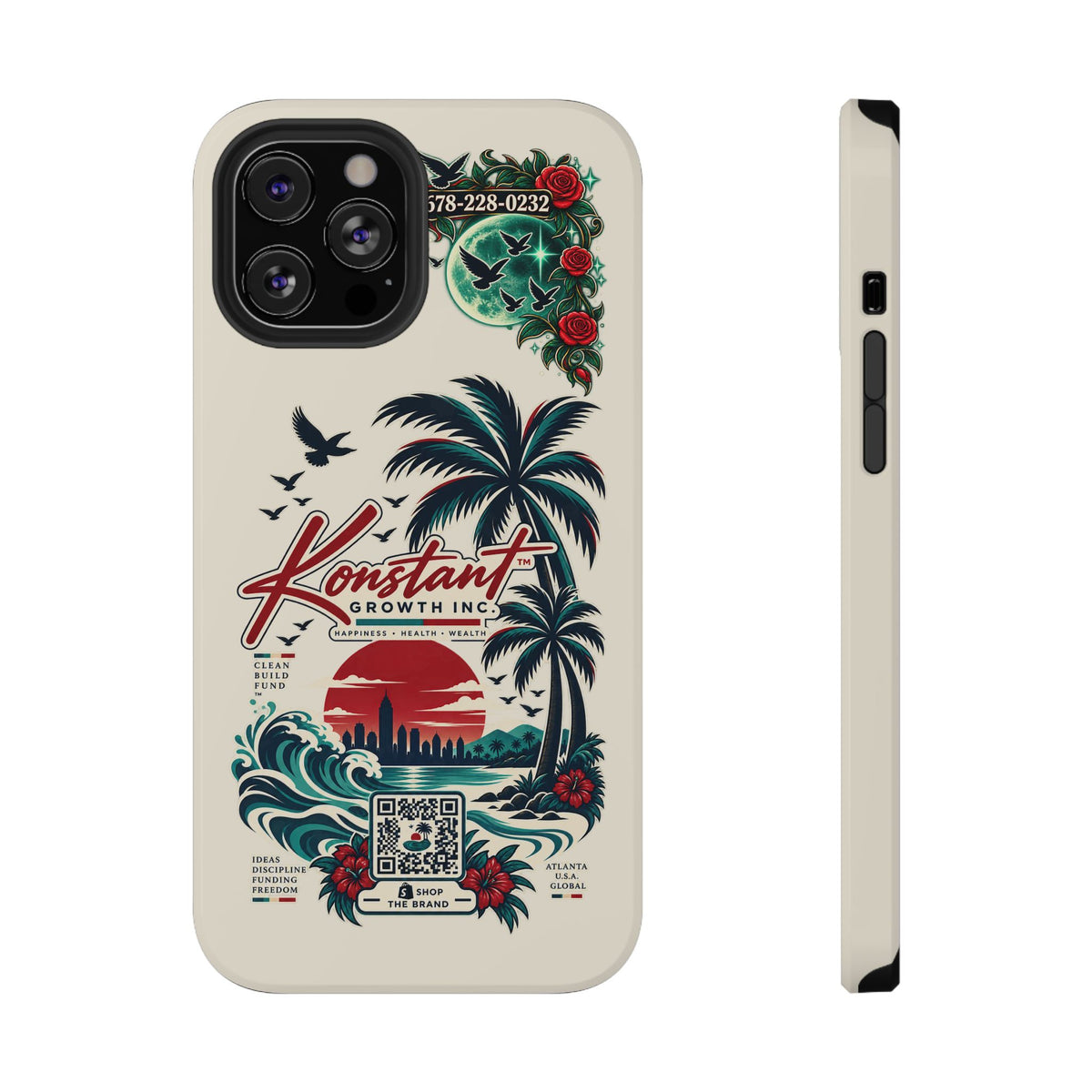 Tropical Palm Phone Case — "Konstant Growth Inc." Impact-Resistant Protective Case Printify