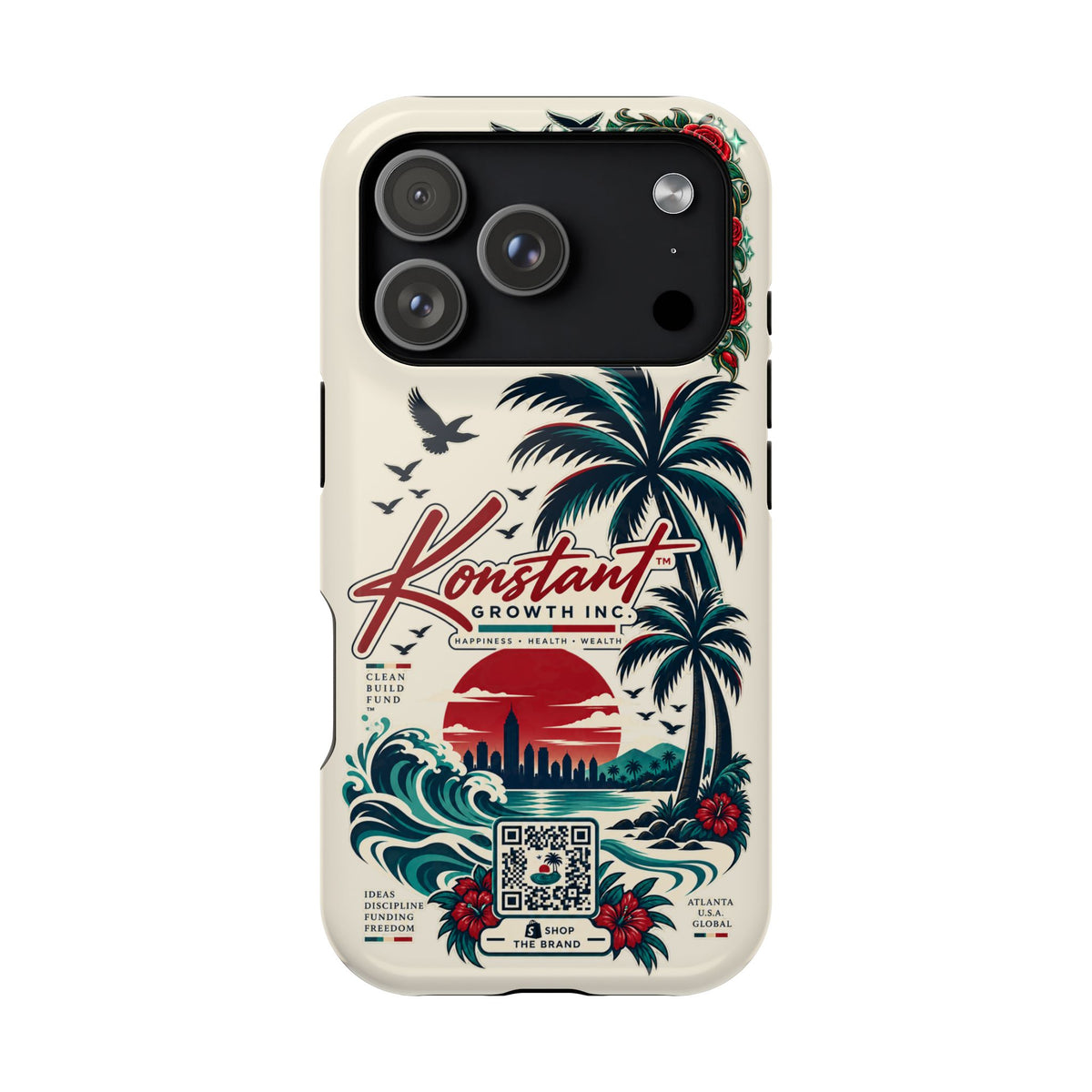 Tropical Palm Phone Case — "Konstant Growth Inc." Impact-Resistant Protective Case Printify