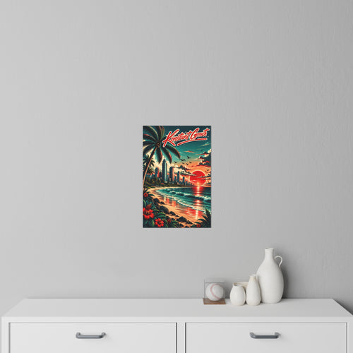 Beach Sunset Wall Decal — 'Konstant Growth' Tropical Cityscape Poster