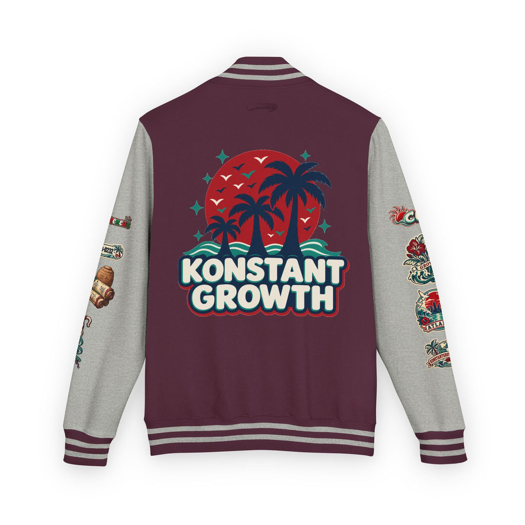 Letterman Jacket — "Konstant Growth" Palm Graphic with "Happiness Health Wealth" Chest Patch