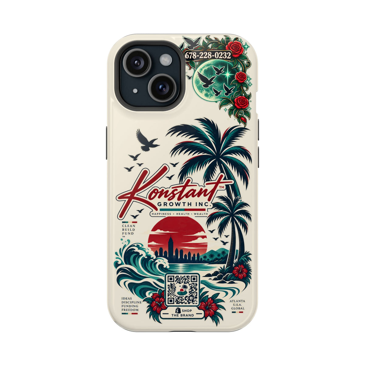 Tropical Palm Phone Case — "Konstant Growth Inc." Impact-Resistant Protective Case Printify