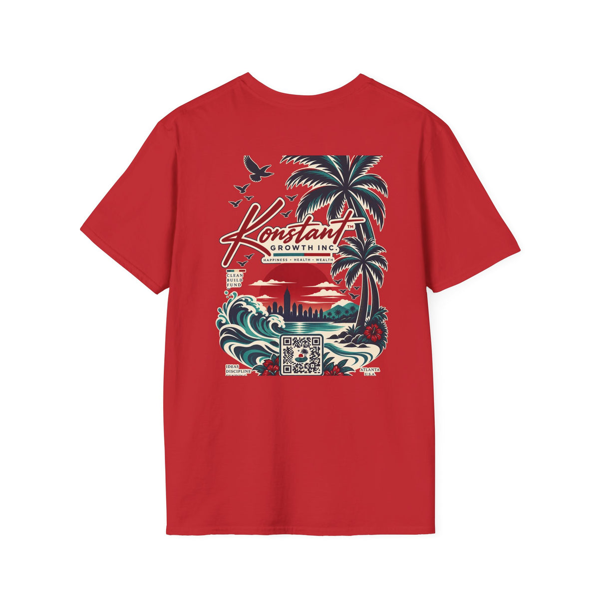 Konstant Growth Beach Graphic T-Shirt — Retro Palm Sunset Surf Design