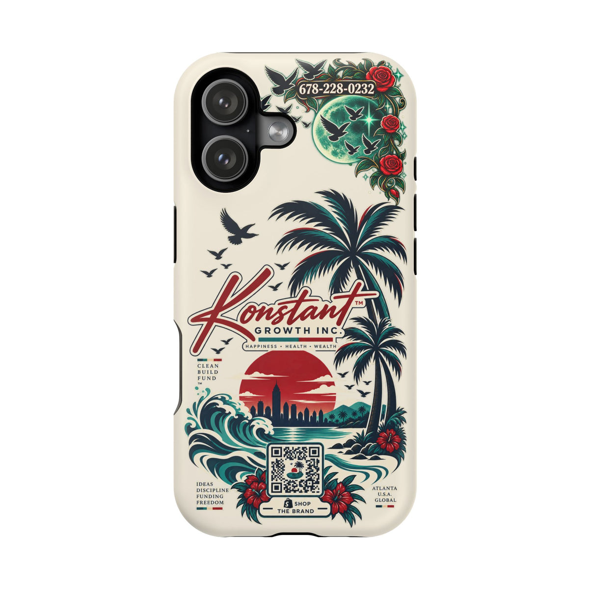 Tropical Palm Phone Case — "Konstant Growth Inc." Impact-Resistant Protective Case Printify