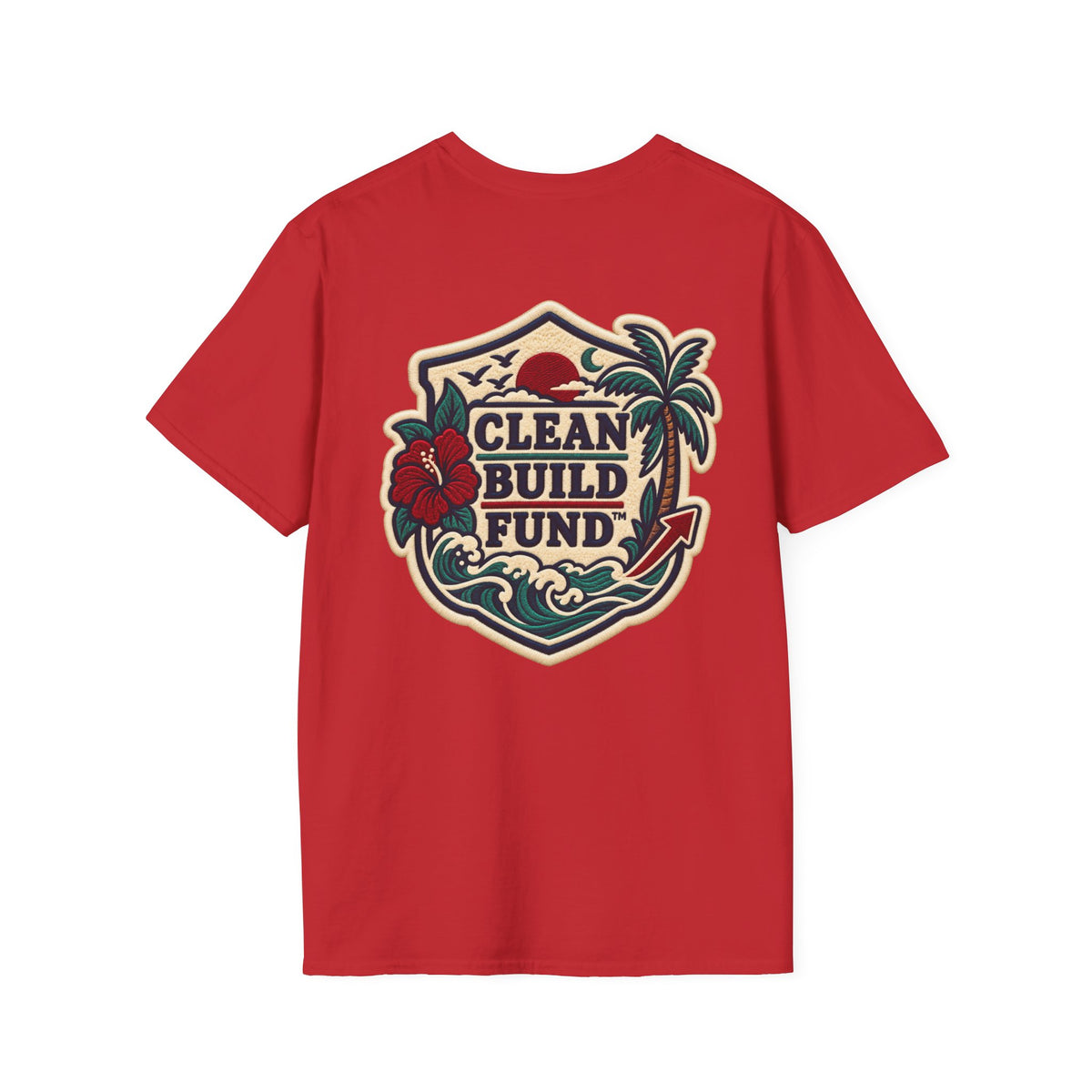 Funding Surf Crest T-Shirt — "Clean Build Fund" Retro Beach Graphic Tee