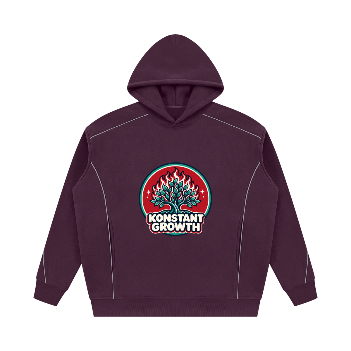 Konstant Growth Vintage — Unisex Oversized Piping Fleece Hoodie