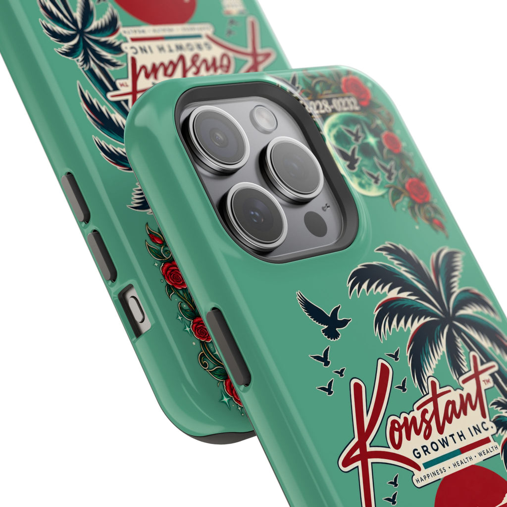Tropical Palm Impact Phone Case — "Konstant Growth Inc." Retro Sunset Floral Design