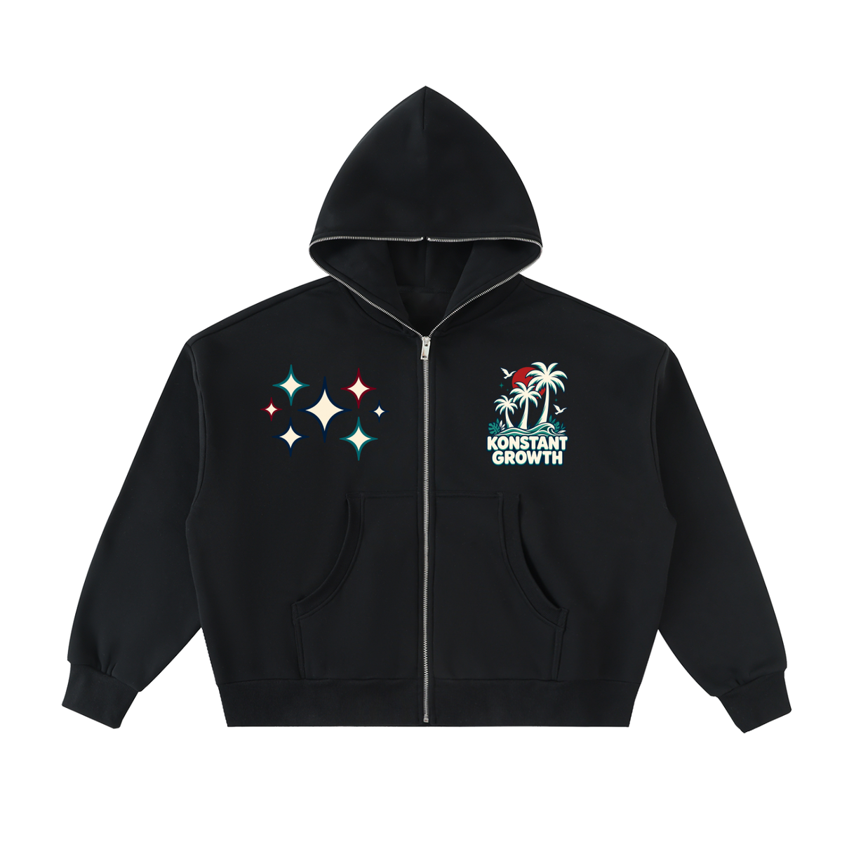 Fleeced Full-Zip Boxy Hoodie ODMPOD