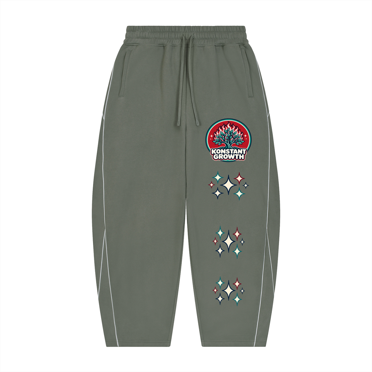 Konstant Growth Vintage — Unisex Piping Fleece Barrel Leg Sweatpants ODMPOD