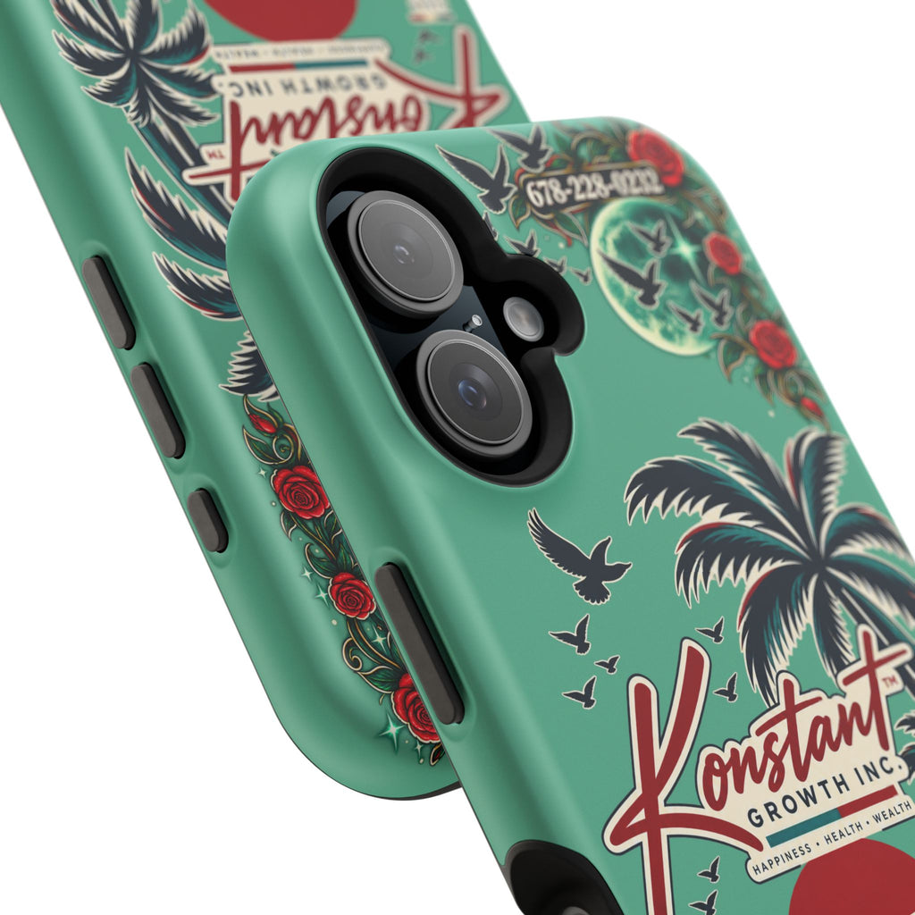 Tropical Palm Impact Phone Case — "Konstant Growth Inc." Retro Sunset Floral Design