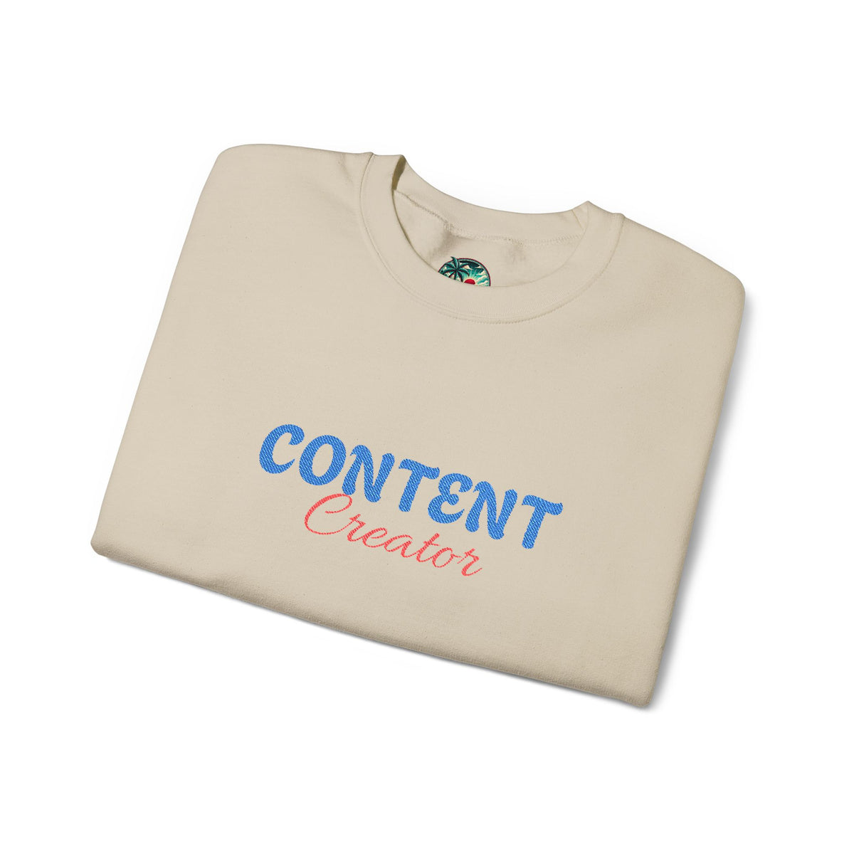 Content Creator Sweatshirt | Embroidered Script Logo, White Crewneck
