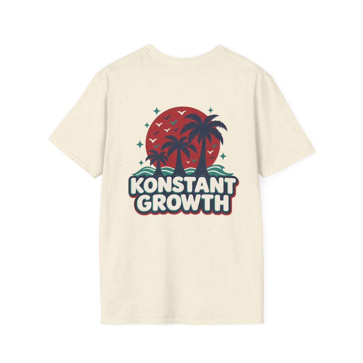 Konstant Growth T-Shirt — Retro Palm Sunset Design Printify