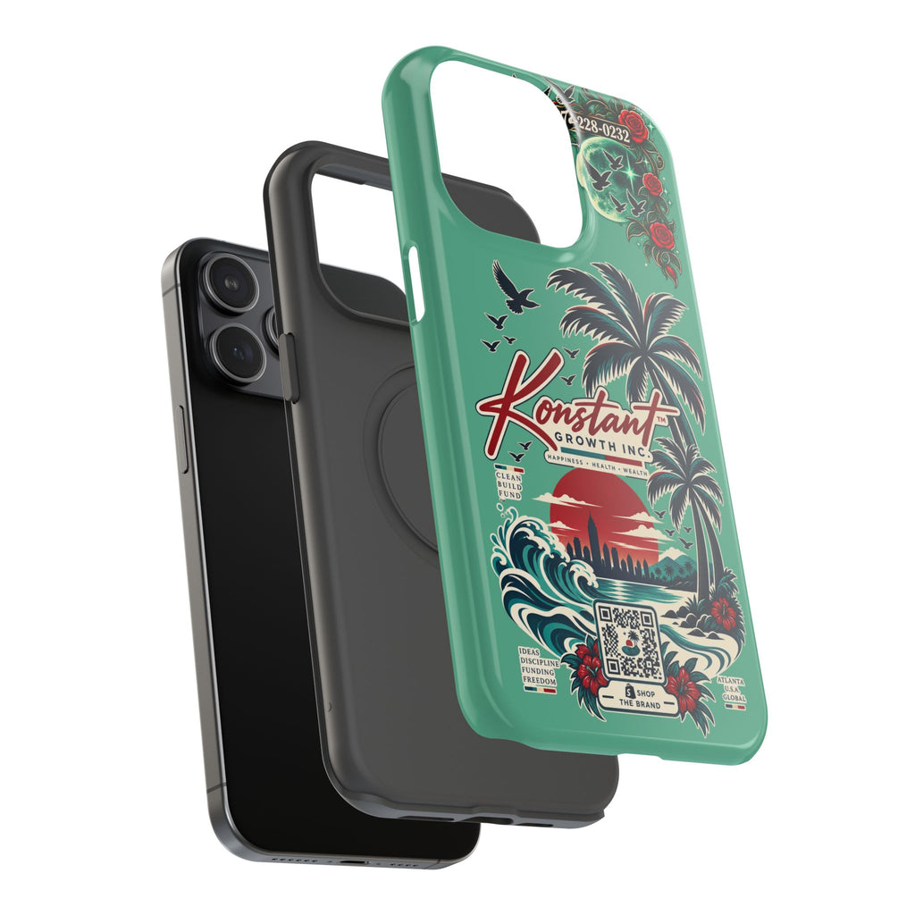 Tropical Palm Impact Phone Case — "Konstant Growth Inc." Retro Sunset Floral Design
