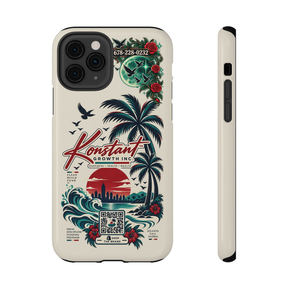 Tropical Palm Phone Case — "Konstant Growth Inc." Impact-Resistant Protective Case Printify