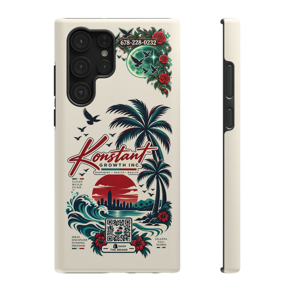 Tropical Palm Phone Case — "Konstant Growth Inc." Impact-Resistant Protective Case Printify