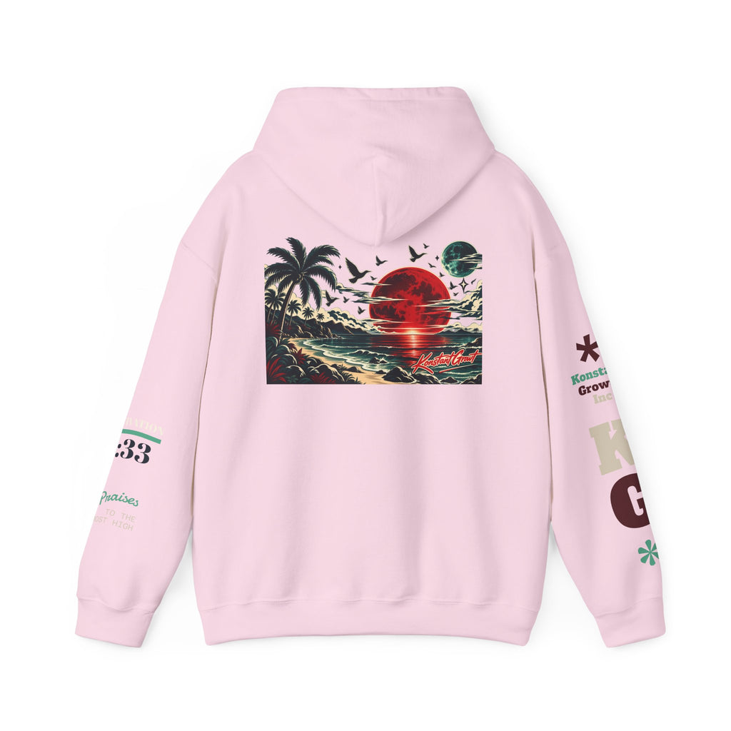 Focused Hoodie — Retro Sunset Palm Beach Graphic Hooded Sweatshirt