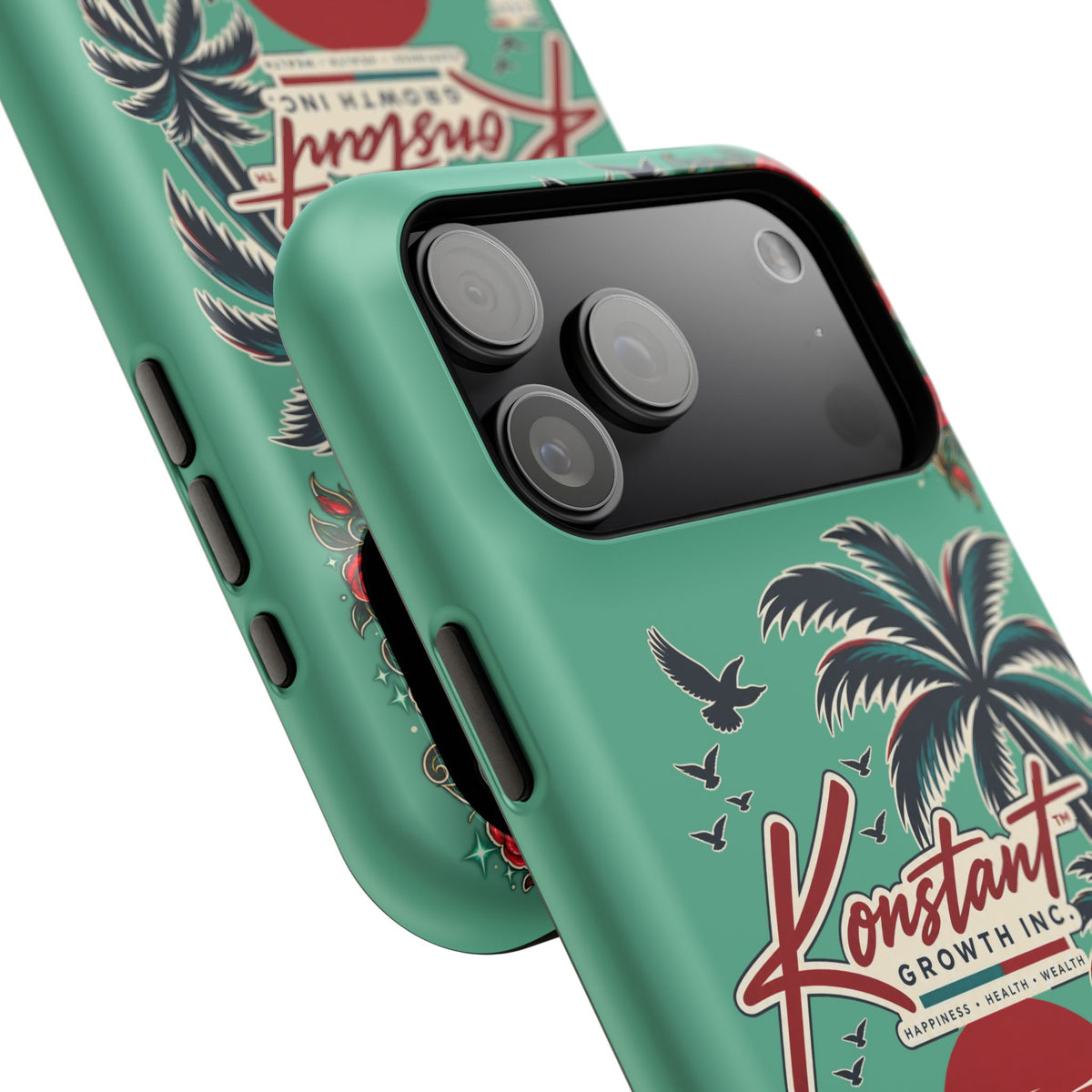 Tropical Palm Impact Phone Case — "Konstant Growth Inc." Retro Sunset Floral Design