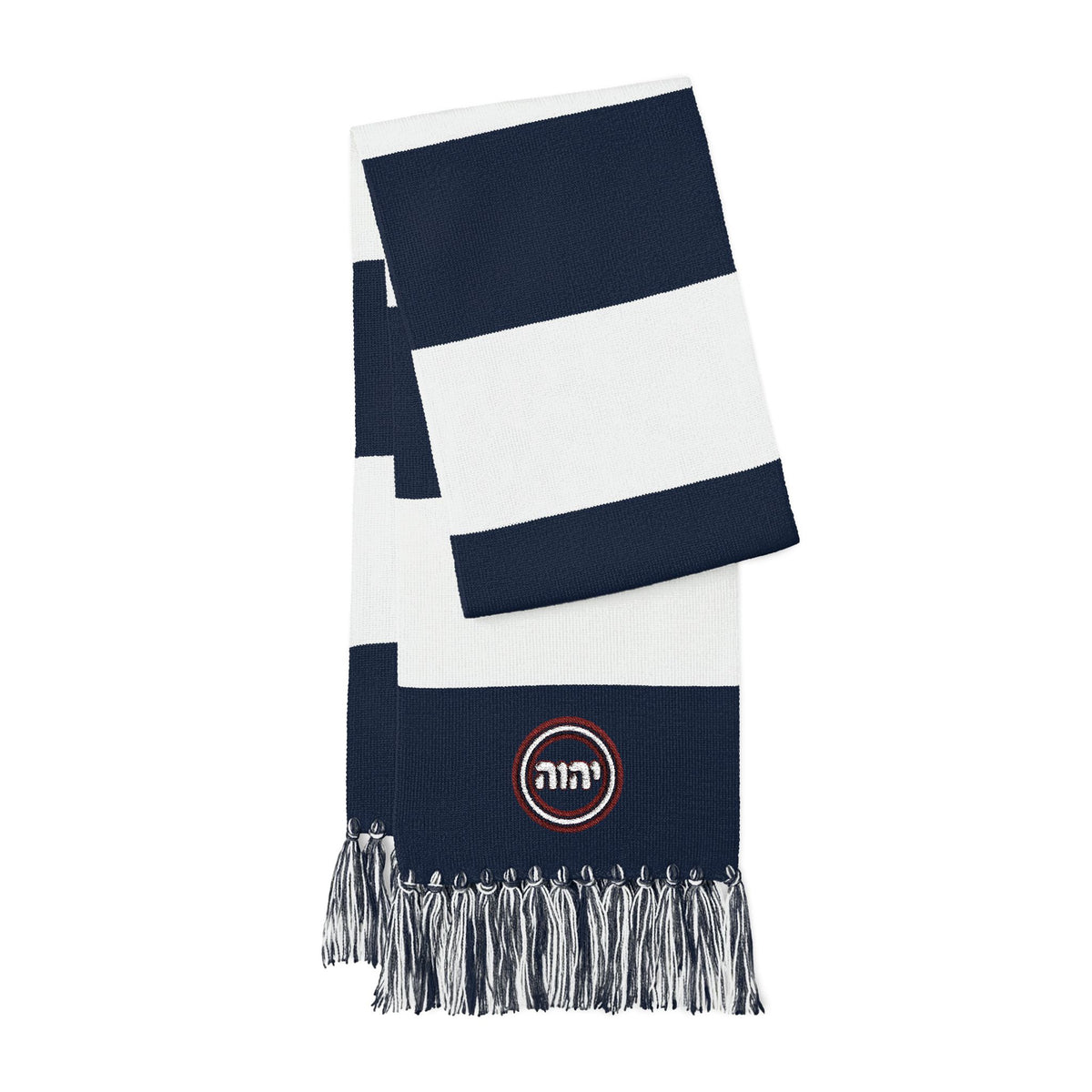 Striped Embroidered Crest Scarf | Spectator Scarf