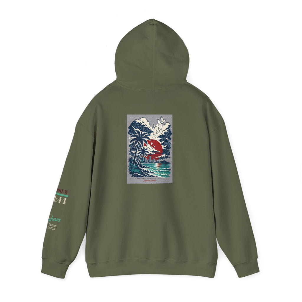 Blessed Hoodie | Surfer Palm Wave Graphic Hoodie, Tropical Beach Sweatshirt
