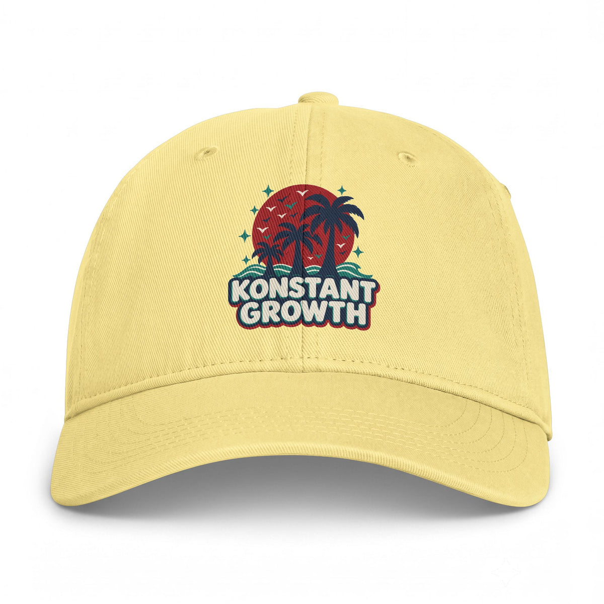 Coastal Washed Cap — 'Konstant Growth' Vintage Palm Beach Hat Printify