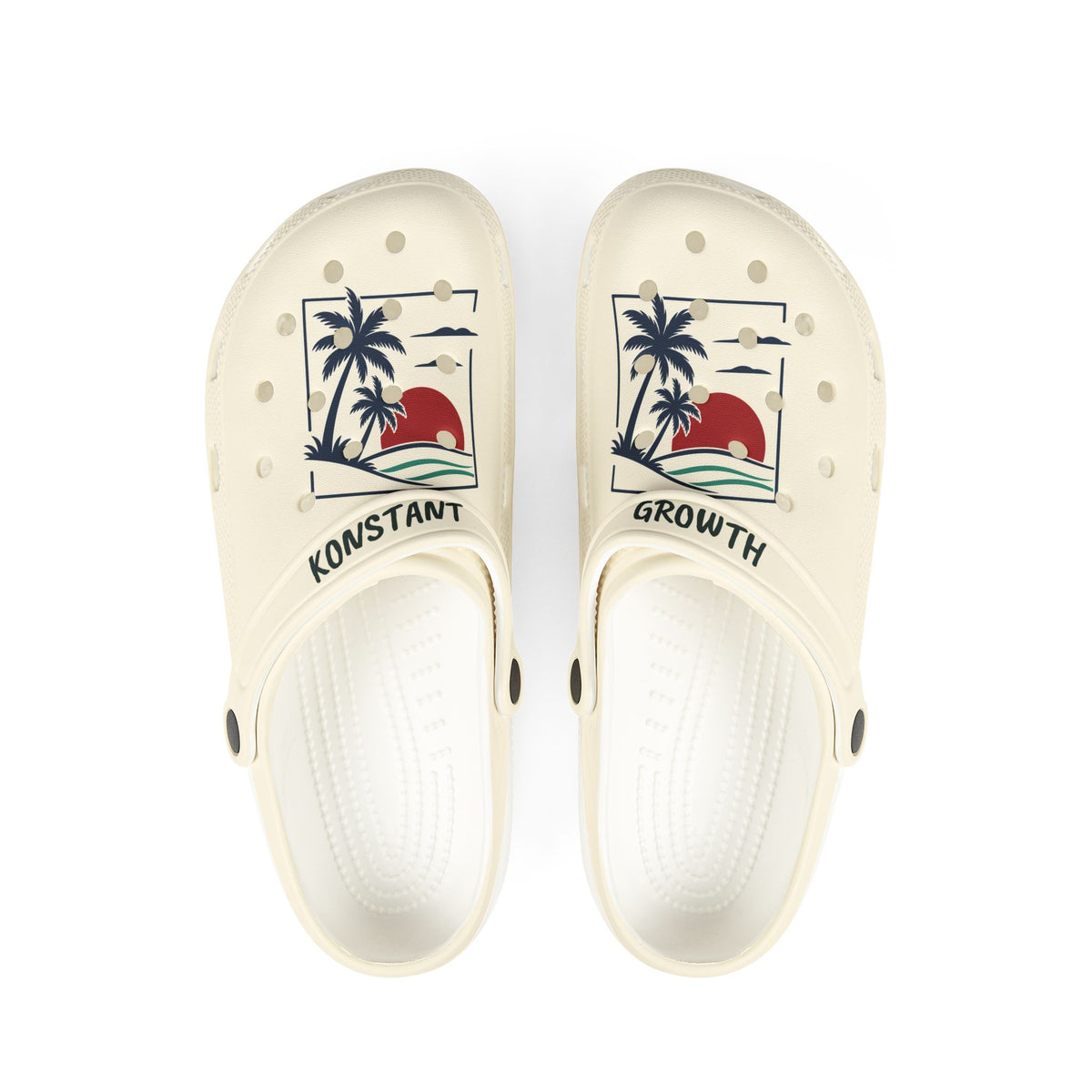 Sunset Palm Can Graphic Clogs EVA Foam Shoes | Beachy Tropical Vibes